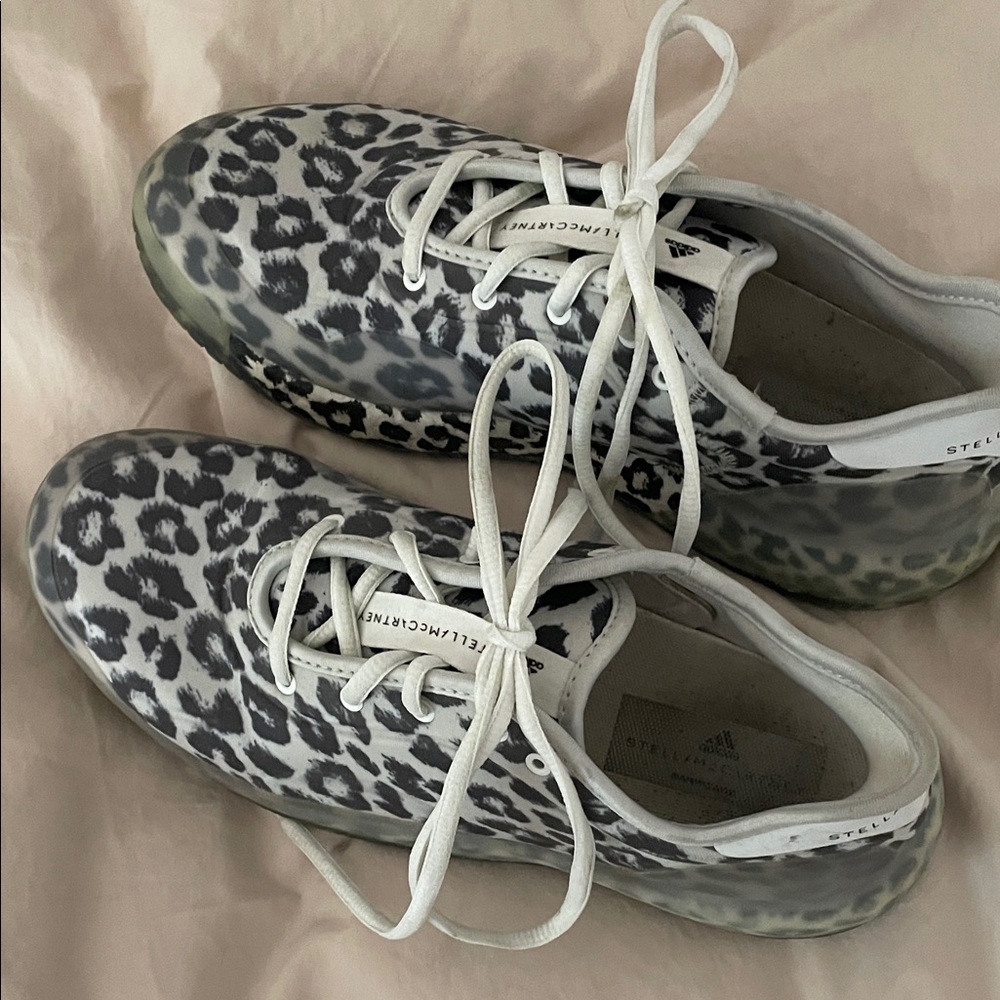 Adidas by Stella McCartney Leopard Print Sneakers - Black and White